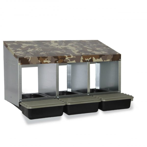 Ponedero 3 departamentos con fondo de plastico camuflaje – accesorio para animales GAUN