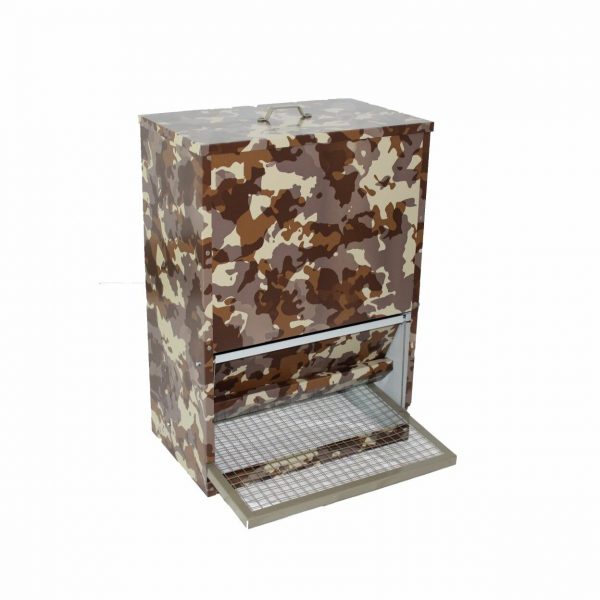 Galvanised treadle feeder 10 kg camouflage – accesorio para animales GAUN