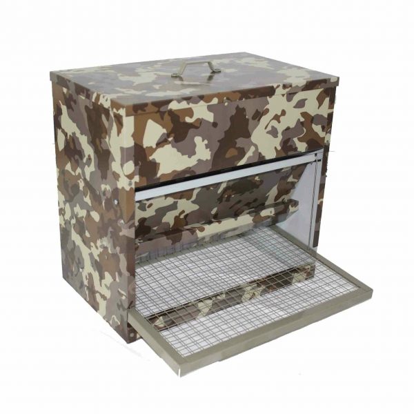 Tolva aves apertura mecanica 20 kg camuflaje – comedero para animales GAUN