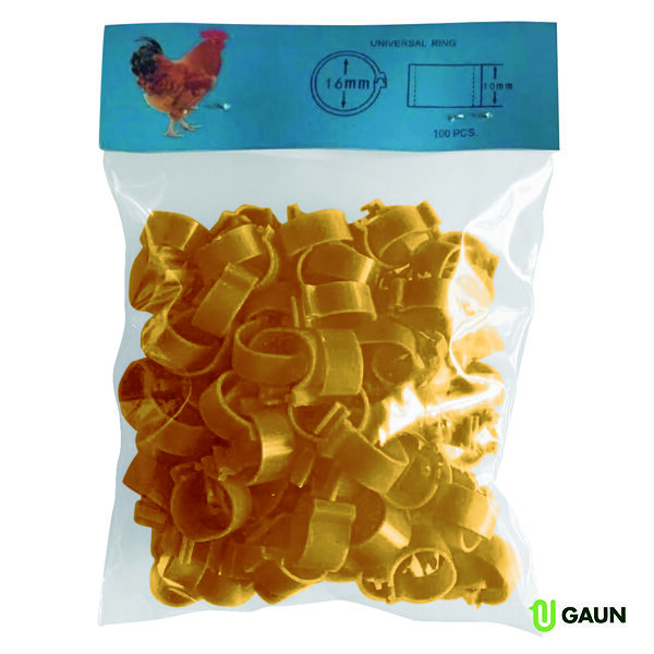 Anillas gallinas 16 mm amarillo 100 uds – accesorio para animales GAUN