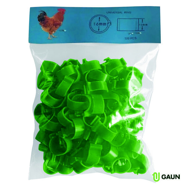 Anillas gallinas 16 mm verde 100 uds – accesorio para animales GAUN