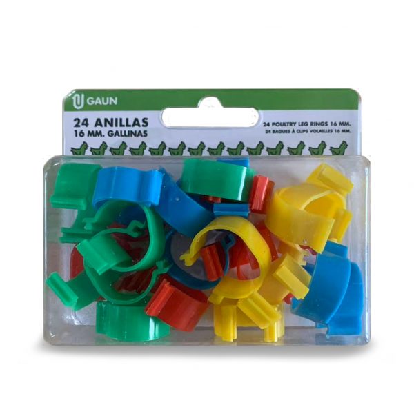 Anillas gallinas 16 mm mixtas 24 uds – accesorio para animales GAUN