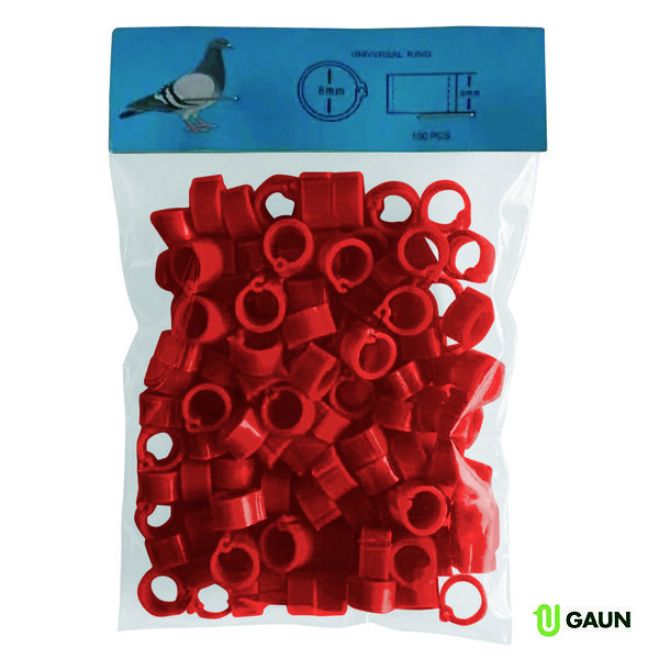 Anillas palomas 8 mm rojo 100 uds copia – accesorio para animales GAUN