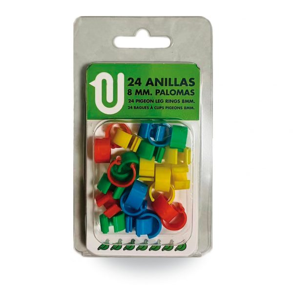 Anillas palomas 8 mm mixtas 24 unidades – accesorio para animales GAUN