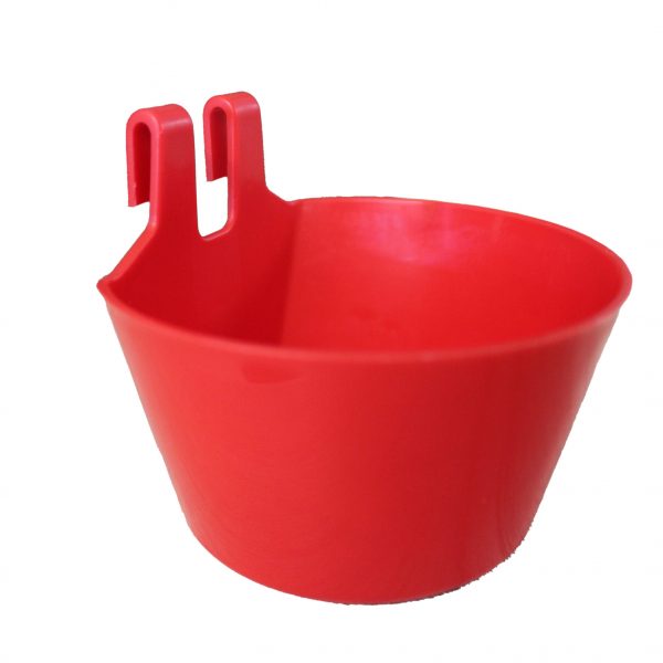 Comedero plastico con ganchos rojo – comedero para animales GAUN