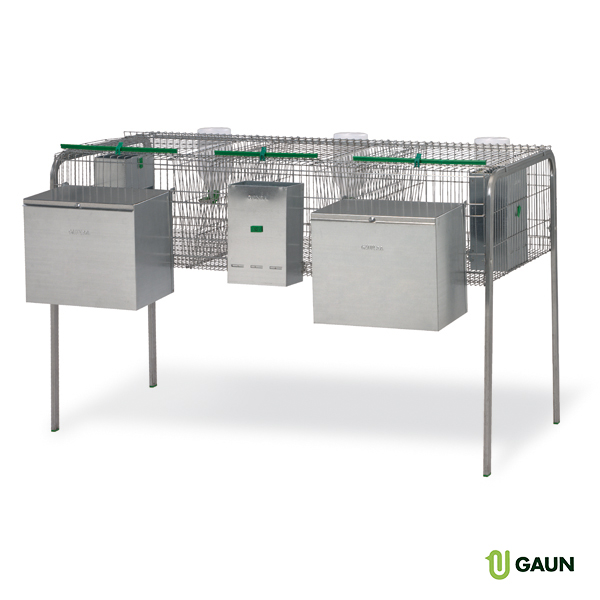 Cage a lapins mod. Lima - 2 nids, 1 comp. nids Espacio, GAUN abreuvoir avec bouteille